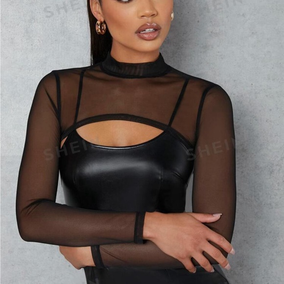Shein Long Sleeve Mesh Top - Picture 1 of 3